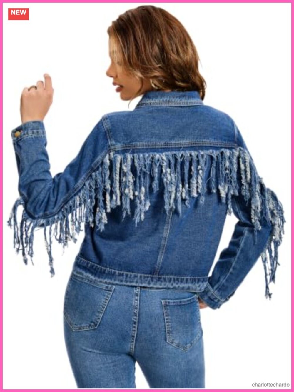 Vintage Fringe Denim Jacket Women Cowgirl Western Jean Jacket